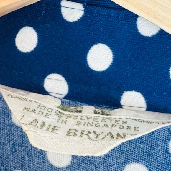 Vintage Lane Bryant blue Polka Dot Button-Up Shirt - Picture 10 of 10